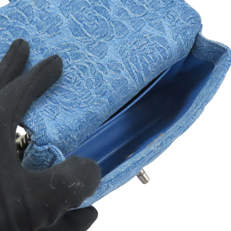 藍色 山茶花 牛仔布 Sweetheart 翻蓋包 肩背包【CHANEL 香奈兒】 AS3829-4