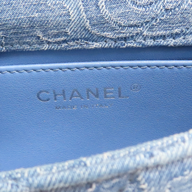 藍色 山茶花 牛仔布 Sweetheart 翻蓋包 肩背包【CHANEL 香奈兒】 AS3829-6