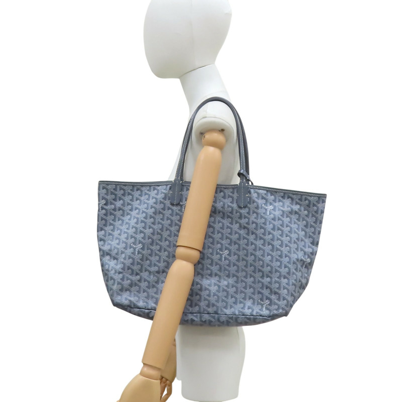 灰色 Goyardine帆布 Saint Louis PM 肩背包 有筆跡【GOYARD 高雅德】 STLOUIPMLTY-8