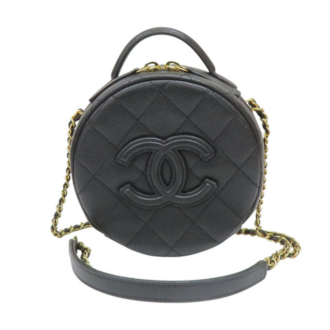 黑色 荔枝紋 牛皮 化妝包 肩背包【CHANEL 香奈兒】 AS3875