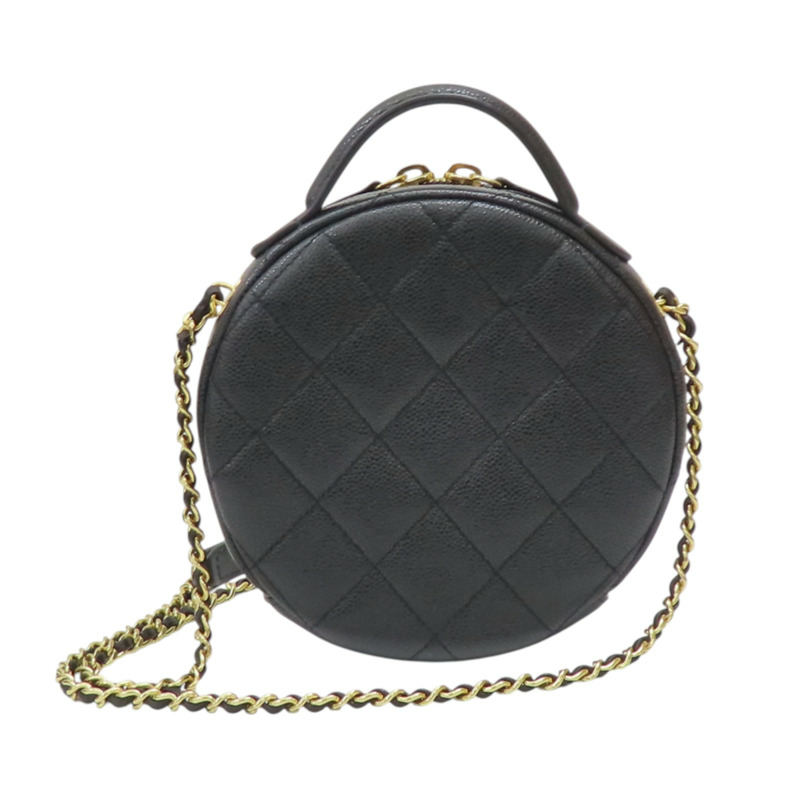 黑色 荔枝紋 牛皮 化妝包 肩背包【CHANEL 香奈兒】 AS3875-1