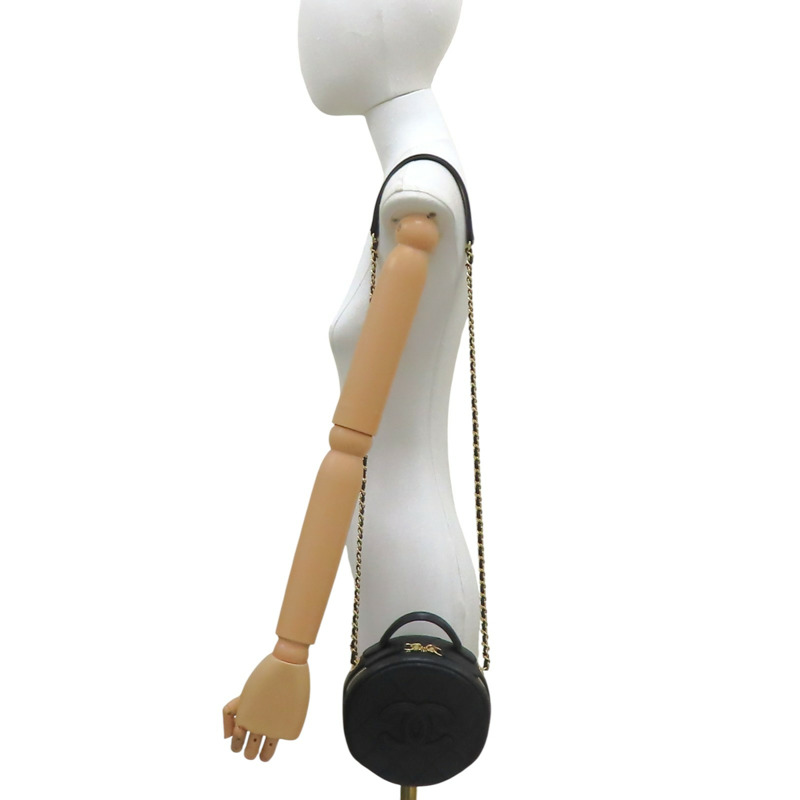 黑色 荔枝紋 牛皮 化妝包 肩背包【CHANEL 香奈兒】 AS3875-7