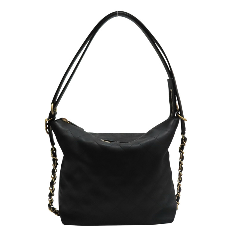 黑色 牛皮 HOBO 肩背包 金扣【CHANEL 香奈兒】 AS5523-1