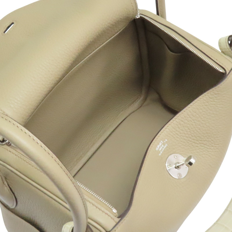 風衣灰 Taurillon牛革 Lindy Touch 26 肩背包 W刻 銀扣【HERMES 愛馬仕】-4