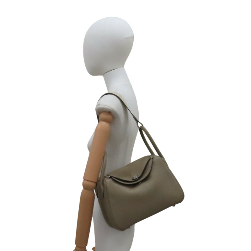 風衣灰 Taurillon牛革 Lindy Touch 26 肩背包 W刻 銀扣【HERMES 愛馬仕】-7