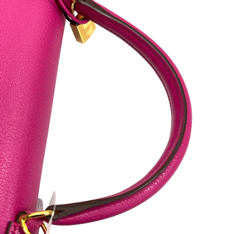 亮桃紅色 山羊皮 Kelly 32 凱莉包 手提包 T刻 金釦 無背帶【HERMES 愛馬仕】-9