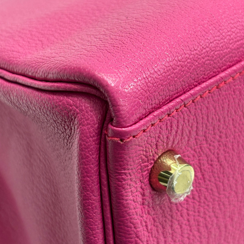 亮桃紅色 山羊皮 Kelly 32 凱莉包 手提包 T刻 金釦 無背帶【HERMES 愛馬仕】-11