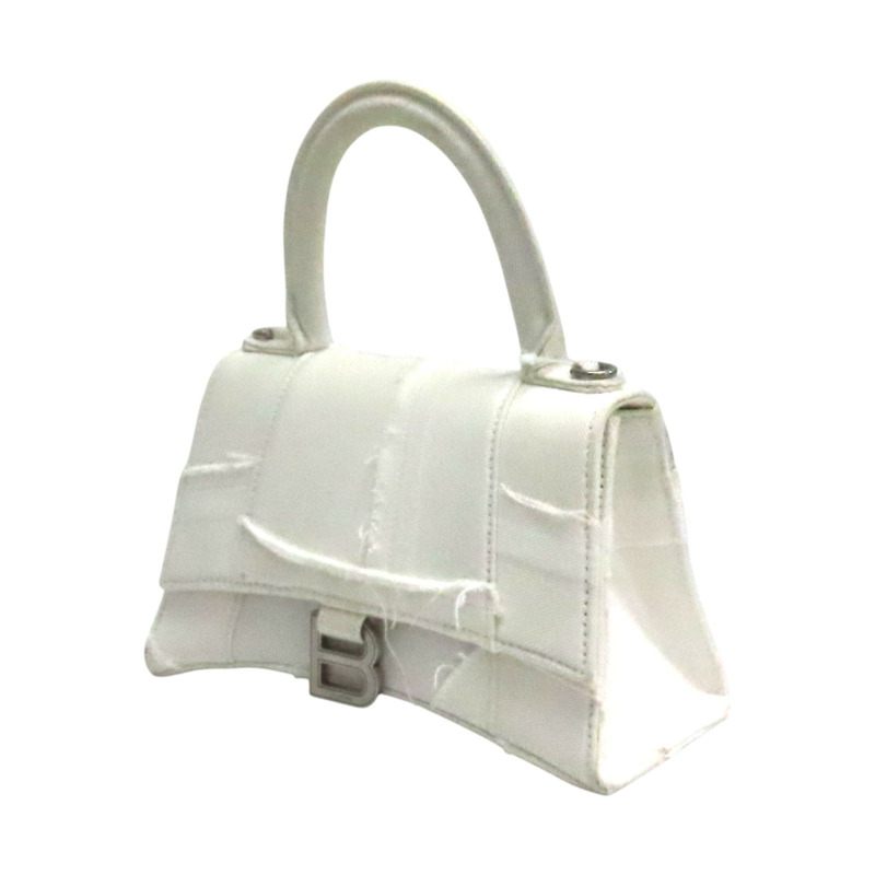 白色 單寧布 Hourglass 兩用包【BALENCIAGA 巴黎世家】 593546-2