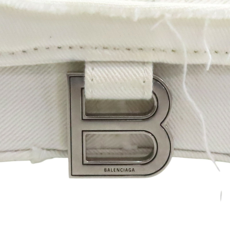 白色 單寧布 Hourglass 兩用包【BALENCIAGA 巴黎世家】 593546-6