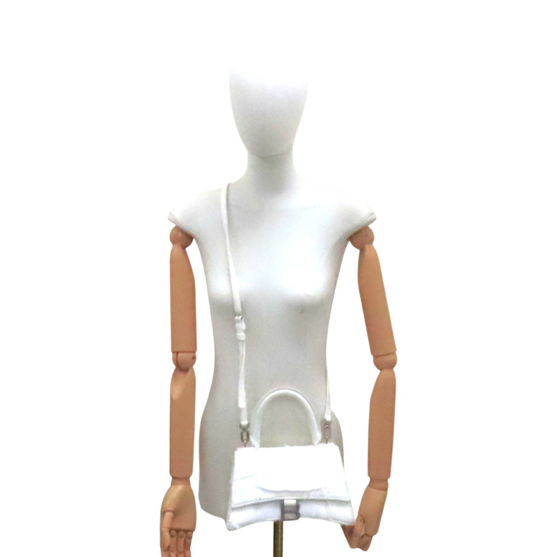 白色 單寧布 Hourglass 兩用包【BALENCIAGA 巴黎世家】 593546-8