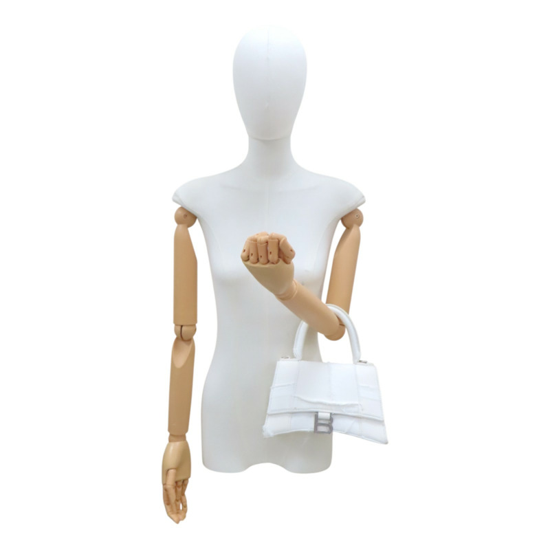 白色 單寧布 Hourglass 兩用包【BALENCIAGA 巴黎世家】 593546-9