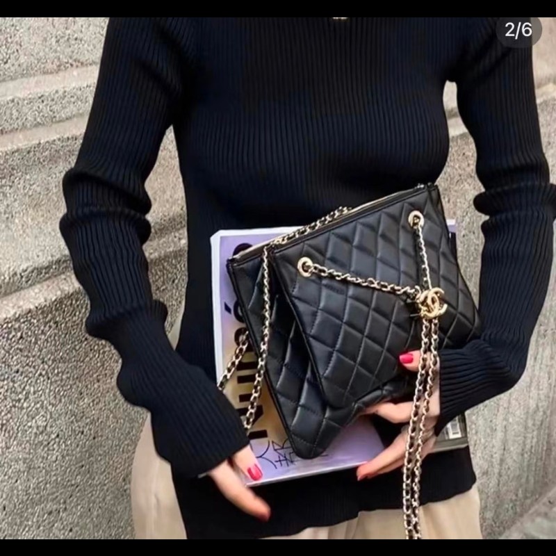 CHANEL 黑金雙子星信封包-5