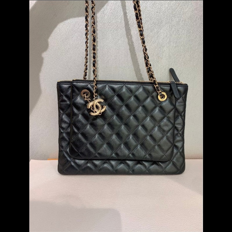 CHANEL 黑金雙子星信封包-12