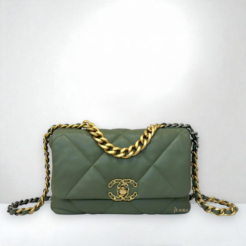 JY0271-Chanel石墨綠羊皮19包26cm/AS1160-0