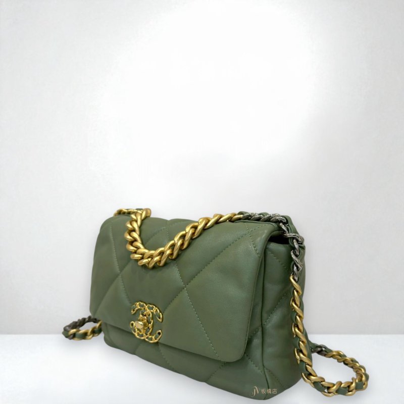 JY0271-Chanel石墨綠羊皮19包26cm/AS1160-1