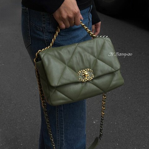 JY0271-Chanel石墨綠羊皮19包26cm/AS1160