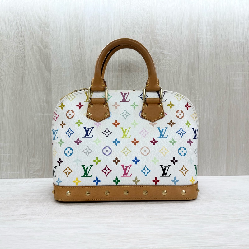 LV白彩拚鉚釘村上隆Alma PM手提包-2