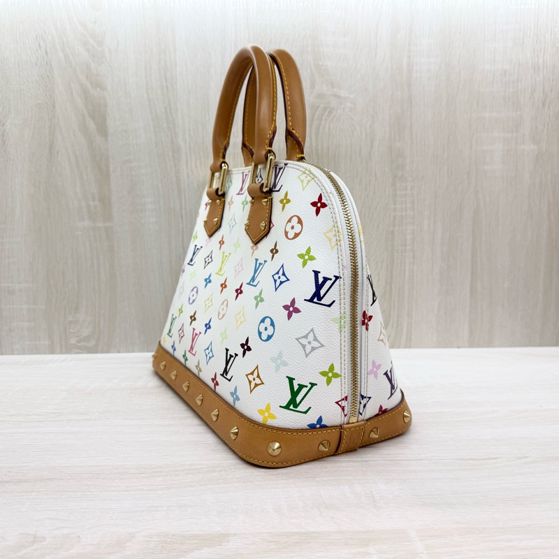 LV白彩拚鉚釘村上隆Alma PM手提包-3