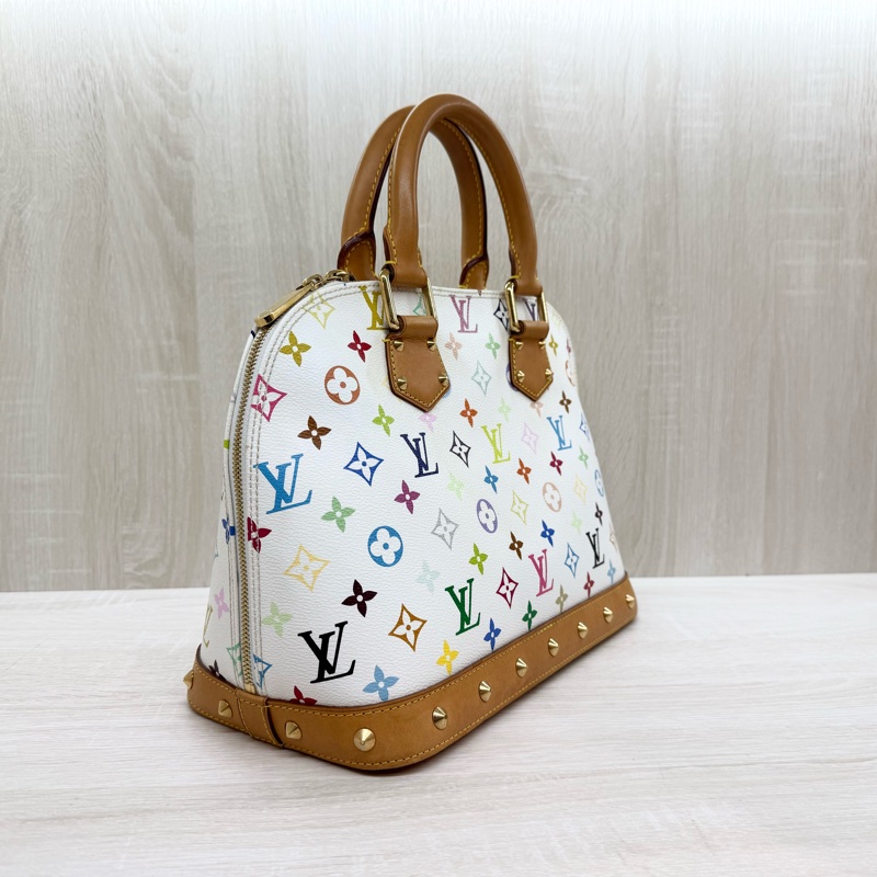 LV白彩拚鉚釘村上隆Alma PM手提包-4