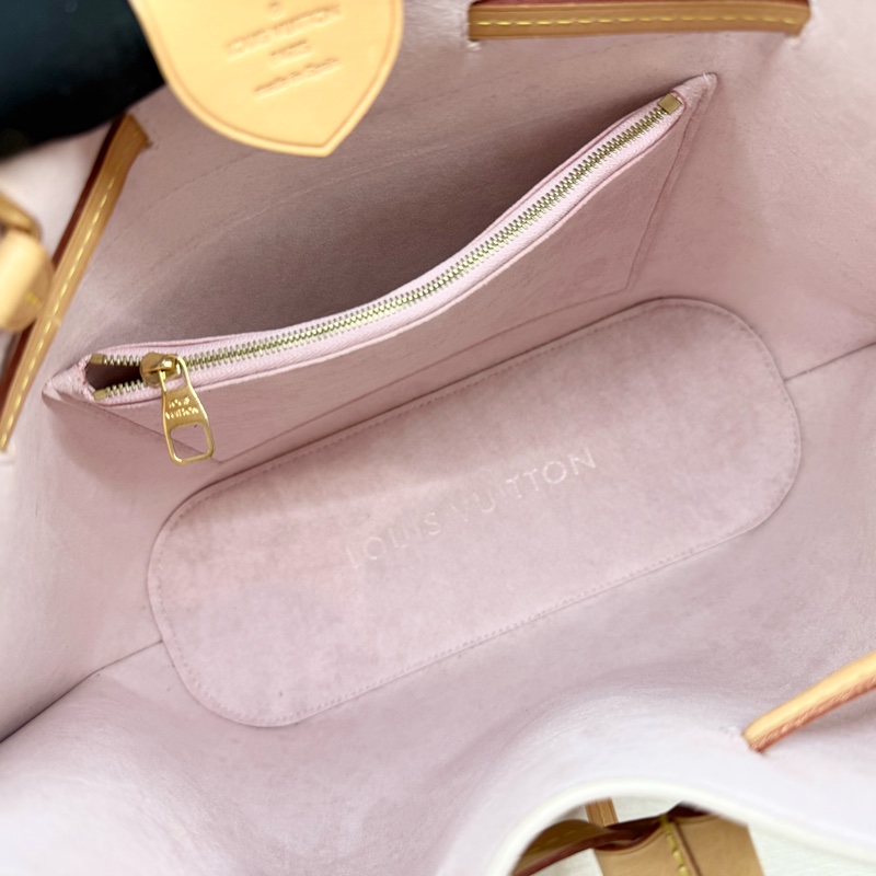 LV 白粉格粉內裡雙耳手提肩背束口水桶包N41579-13