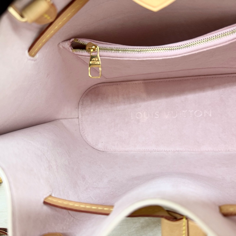 LV 白粉格粉內裡雙耳手提肩背束口水桶包N41579-14