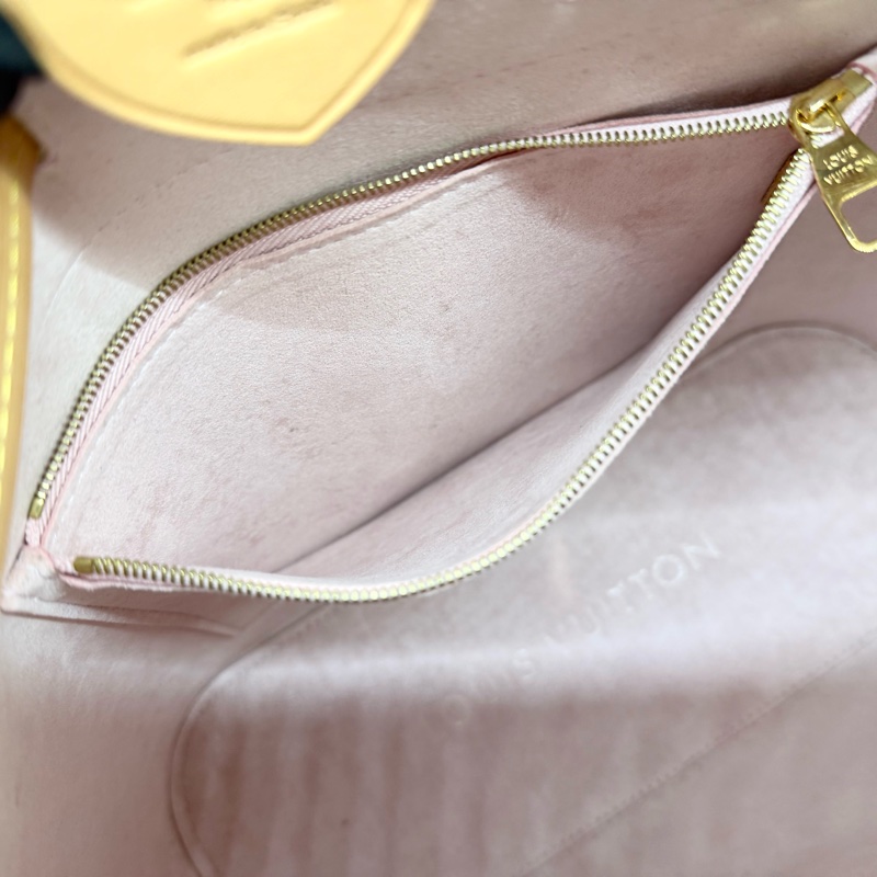 LV 白粉格粉內裡雙耳手提肩背束口水桶包N41579-15