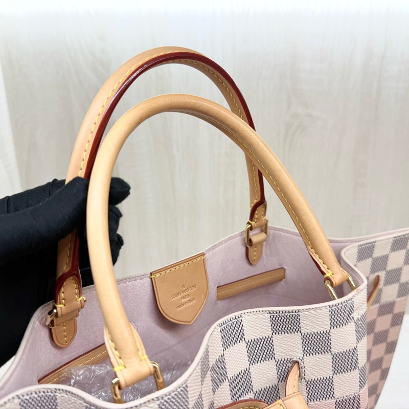 LV 白粉格粉內裡雙耳手提肩背束口水桶包N41579-18