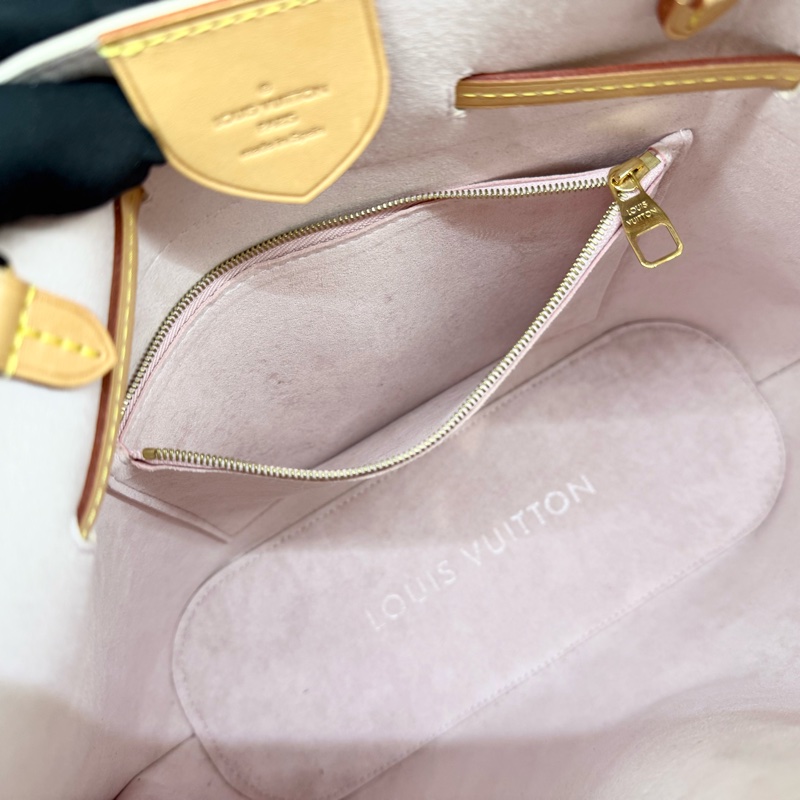 LV 白粉格粉內裡雙耳手提肩背束口水桶包N41579-24