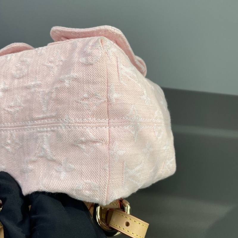 LV 芯片款 櫻花粉青蛙丹寧淺金色Venice經典後背包超美櫻花粉17*17*13 98新配件塵袋-3