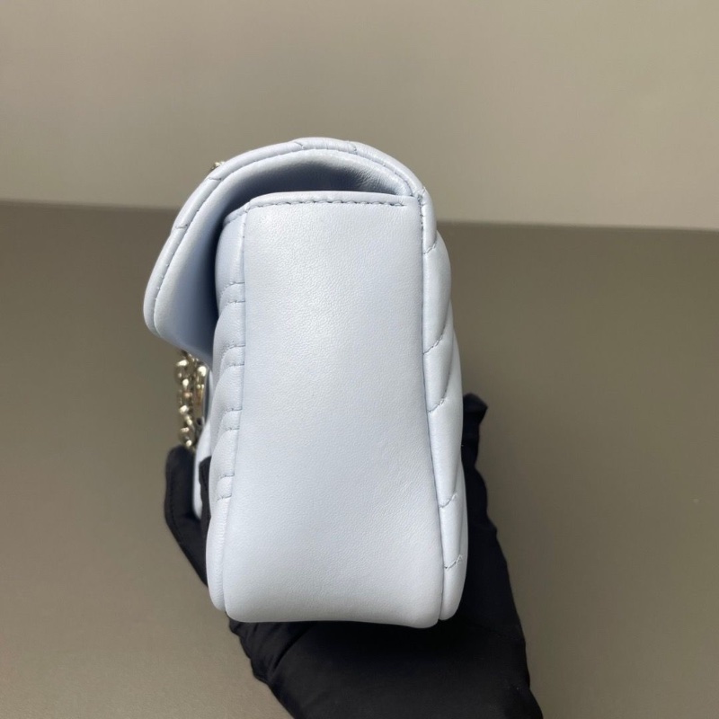 Gucci marmont 22 最新款全皮鏈條包 溫柔馬卡龍藍色21*12*5.5 98新配件塵袋-4