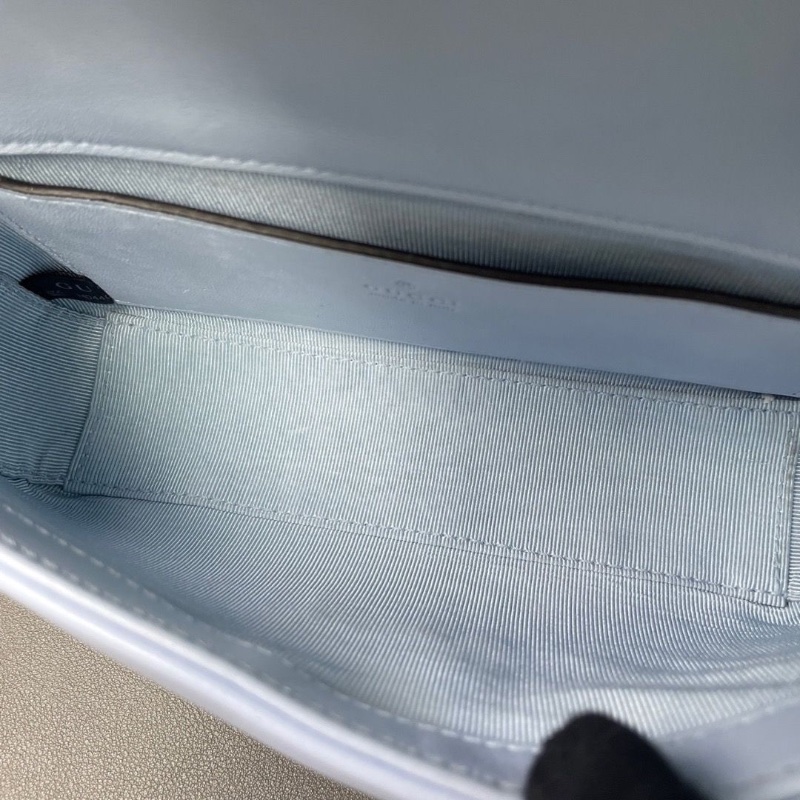 Gucci marmont 22 最新款全皮鏈條包 溫柔馬卡龍藍色21*12*5.5 98新配件塵袋-5