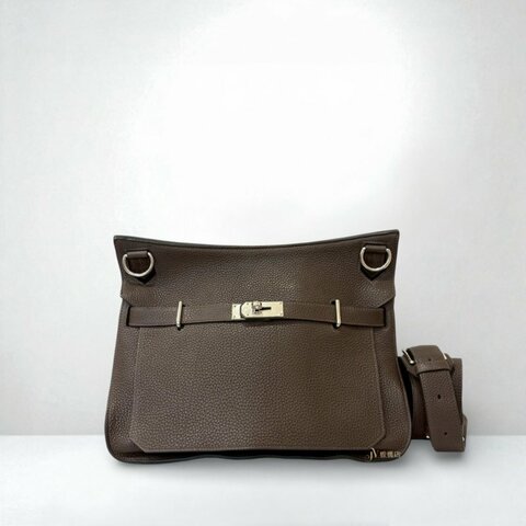 JS0178-HERMES深咖啡色銀釦TOGO皮JYPSIERE 37