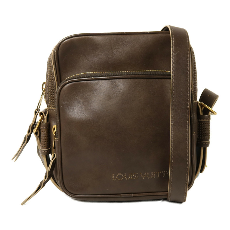 LOUIS VUITTON Bequia皮革Trotter GM金扣肩背袋-0