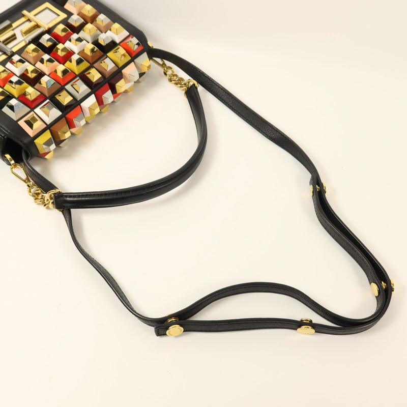 FENDI 牛皮皮革3 Baguette Squared鏈帶手挽肩背兩用袋-12