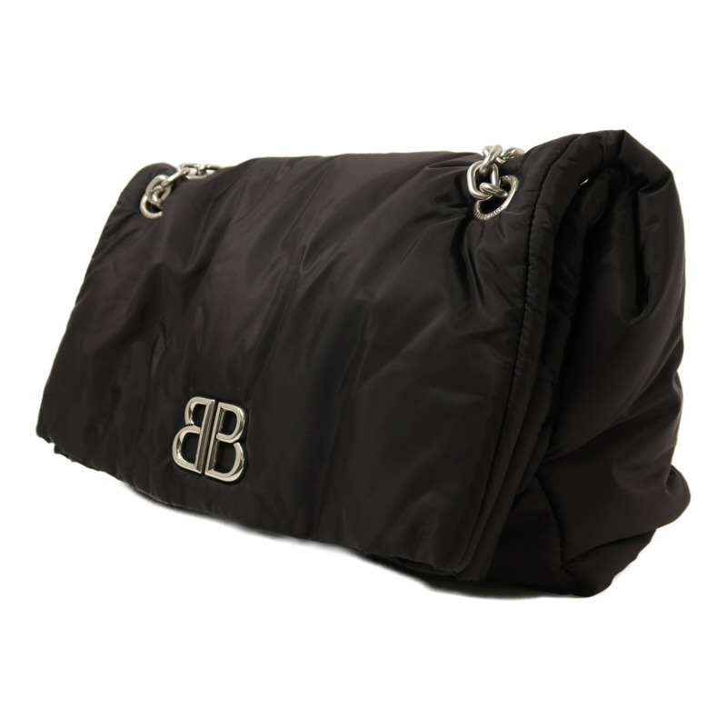 BALENCIAGA 尼龍Monaco Chain Bag銀扣鏈帶肩背袋-2