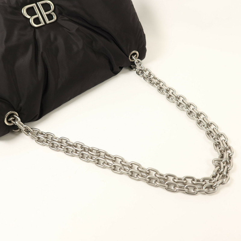 BALENCIAGA 尼龍Monaco Chain Bag銀扣鏈帶肩背袋-8