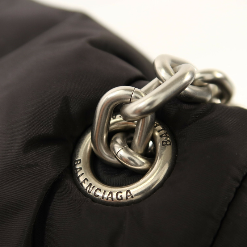 BALENCIAGA 尼龍Monaco Chain Bag銀扣鏈帶肩背袋-10