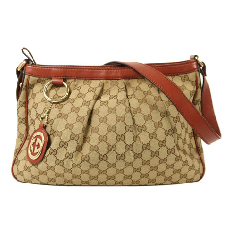 GUCCI 帆布Shoulder Bag金扣肩背袋