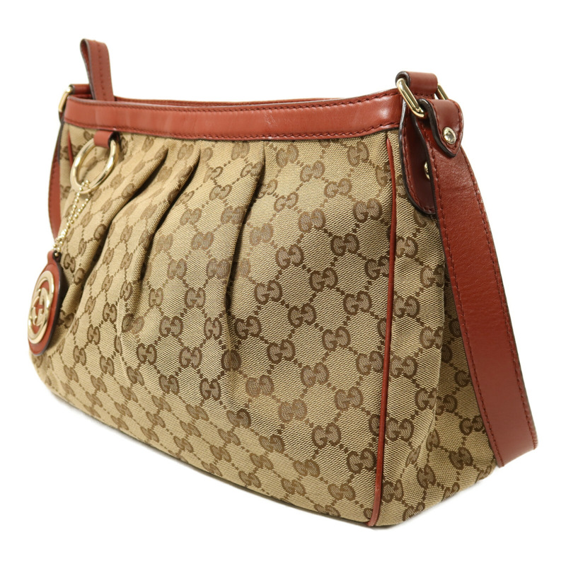 GUCCI 帆布Shoulder Bag金扣肩背袋-2