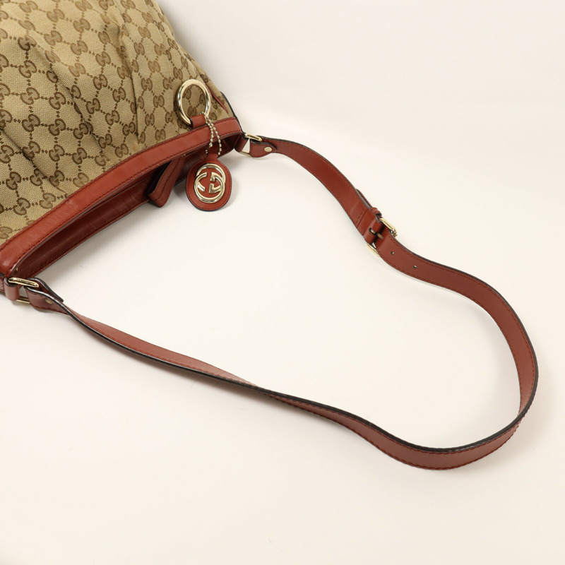 GUCCI 帆布Shoulder Bag金扣肩背袋-7