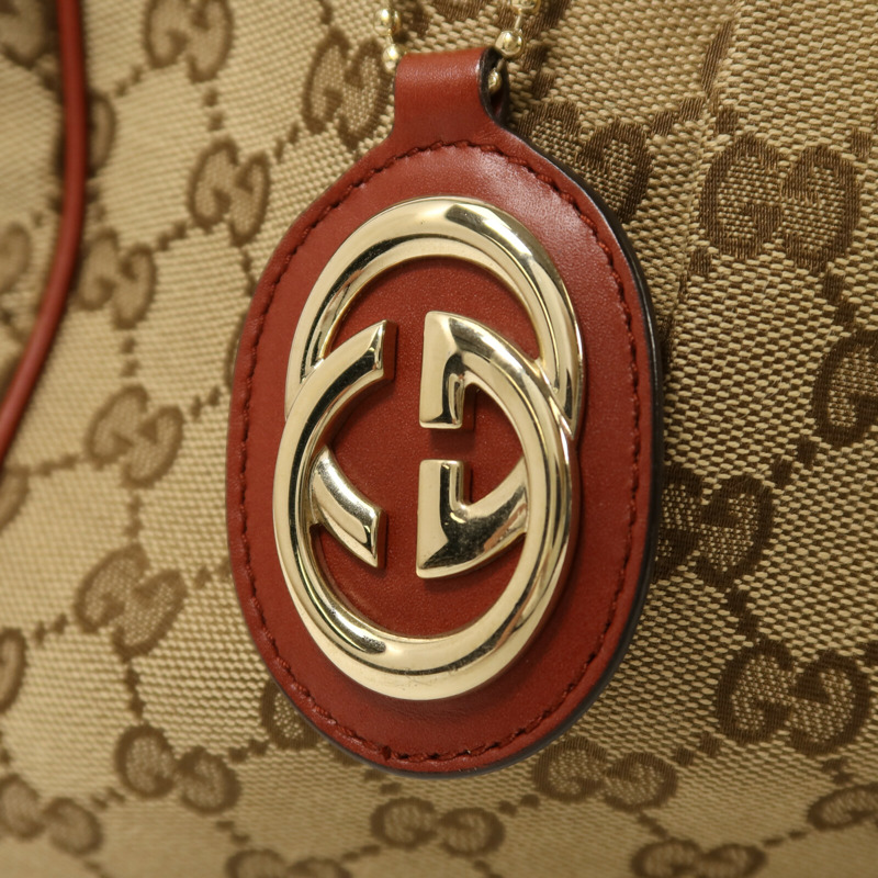 GUCCI 帆布Shoulder Bag金扣肩背袋-8