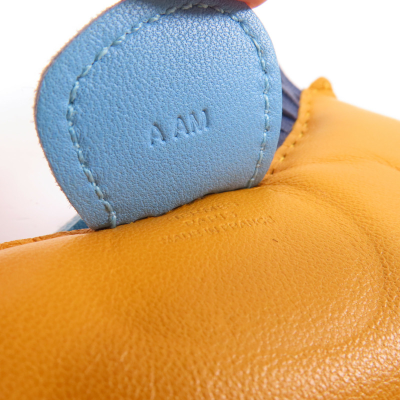 HERMES Milo皮革Rodeo MM Charm掛飾Jaune D'or-10