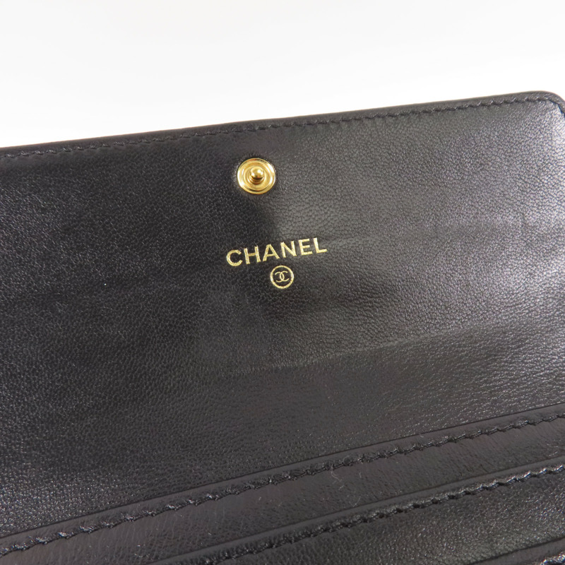 CHANEL 羊皮皮革Long Wallet金扣長錢包-9