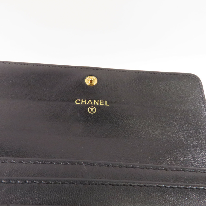 CHANEL 羊皮皮革Long Wallet金扣長錢包-10