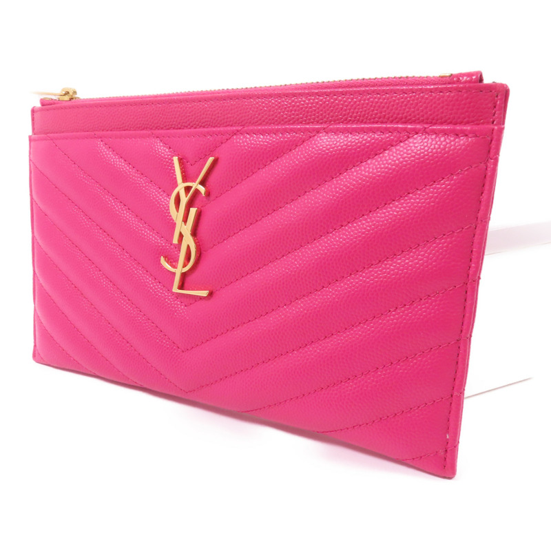 SAINT LAURENT 牛皮皮革Pouch金扣手拿包-2