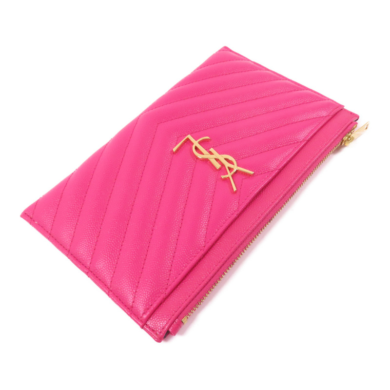 SAINT LAURENT 牛皮皮革Pouch金扣手拿包-4