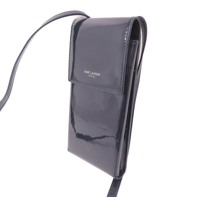SAINT LAURENT 漆皮皮革Phone Pouch銀扣肩背袋-2