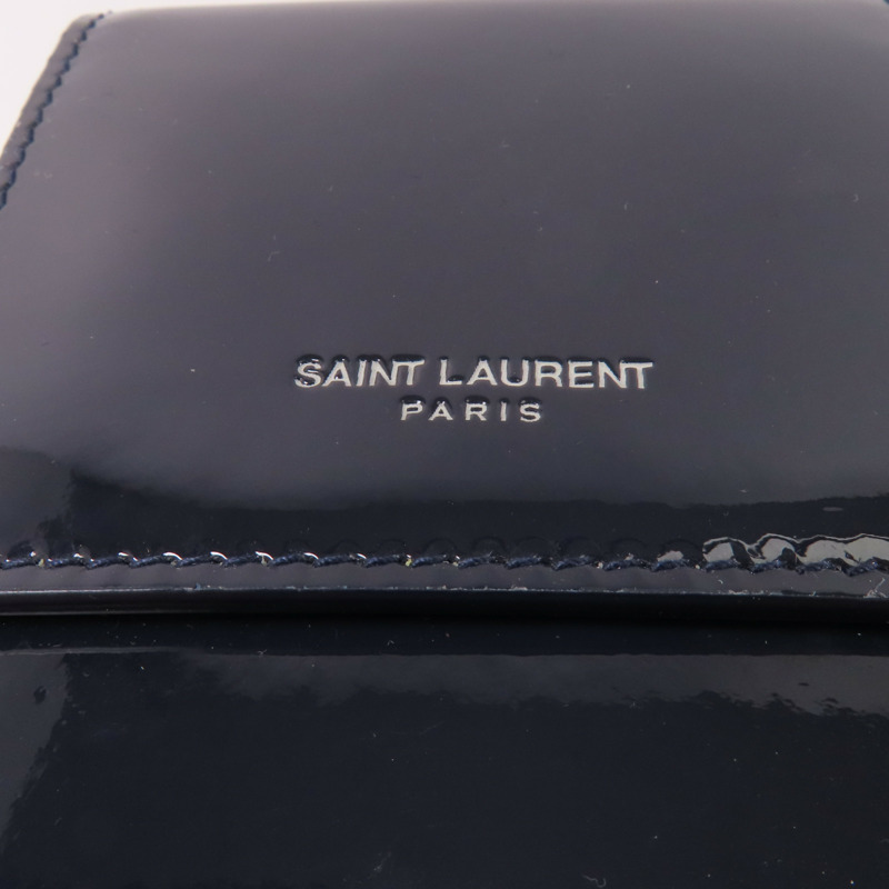 SAINT LAURENT 漆皮皮革Phone Pouch銀扣肩背袋-5