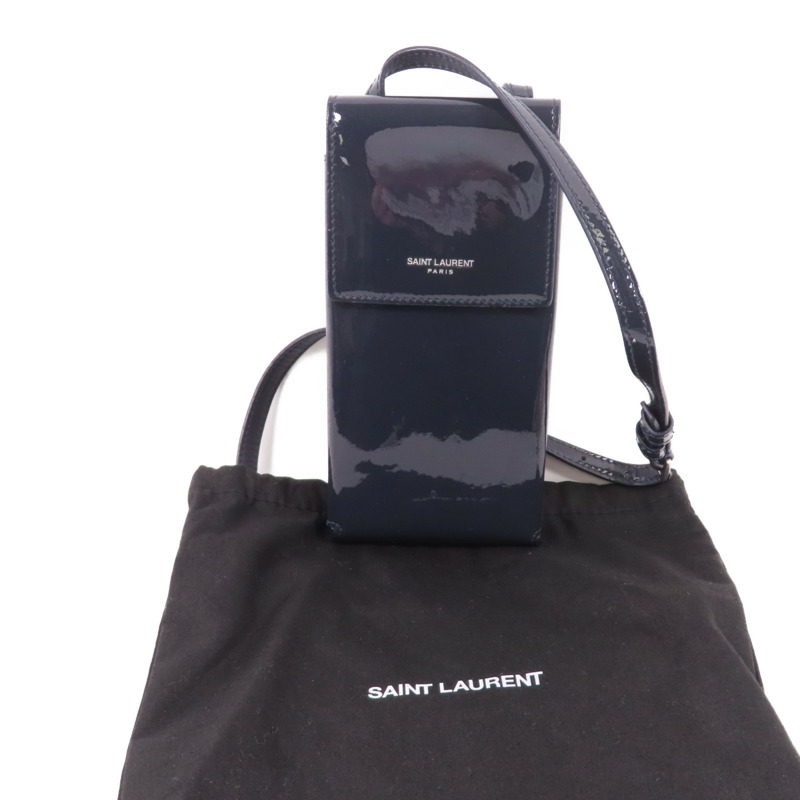 SAINT LAURENT 漆皮皮革Phone Pouch銀扣肩背袋-14