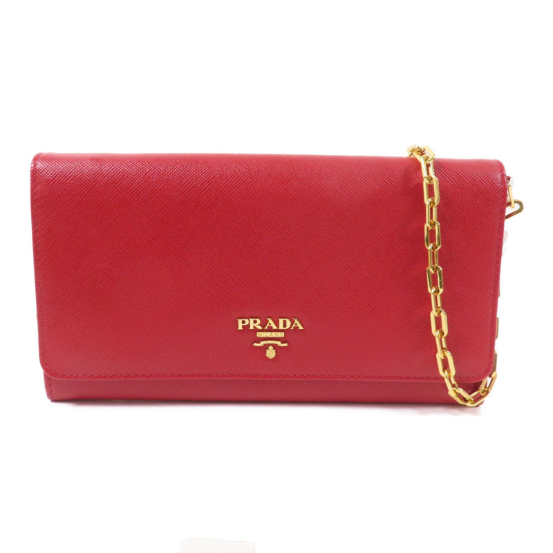 PRADA Saffiano皮革Wallet On Chain金扣鏈帶肩背袋-0